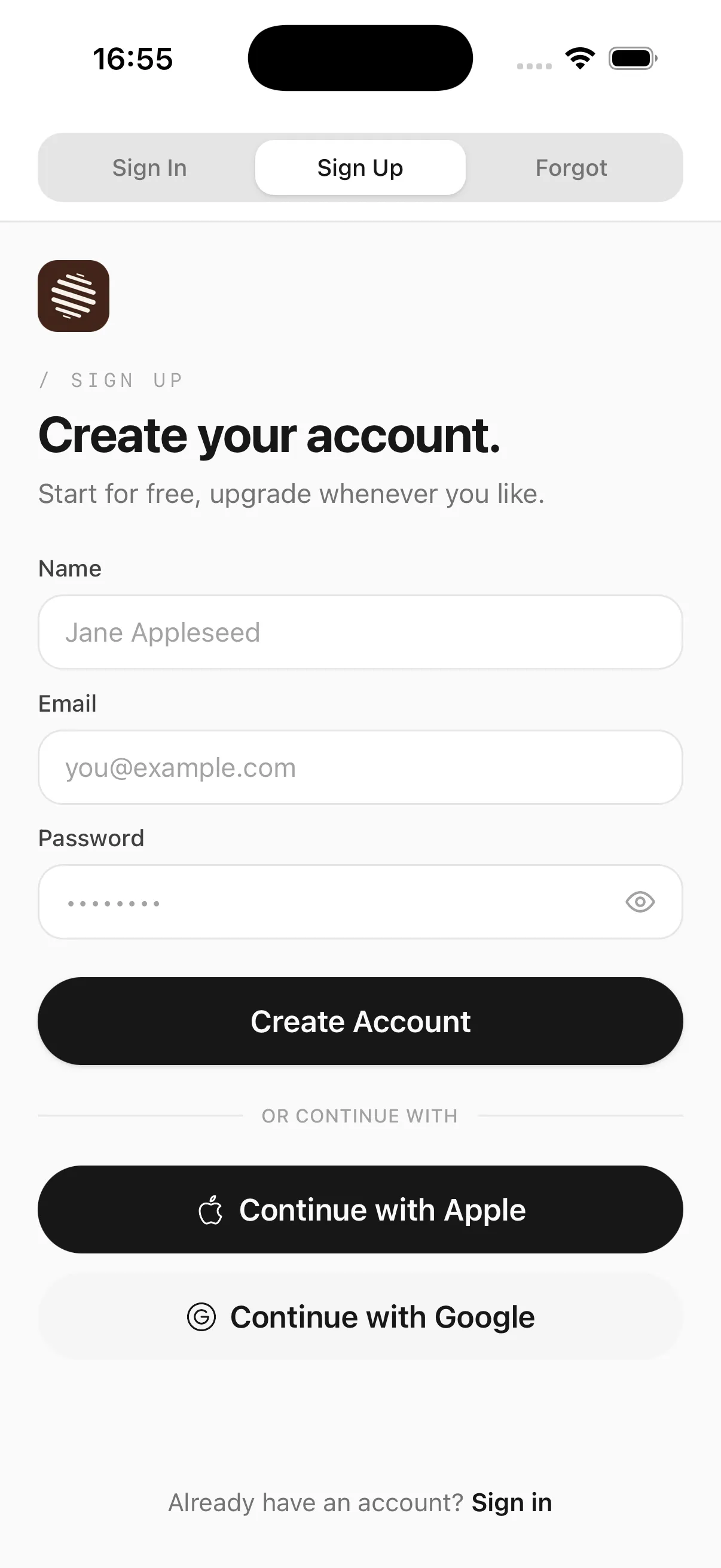 Sign up